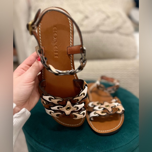 Brown and taupe Coach Sandal - Picture 3 of 5